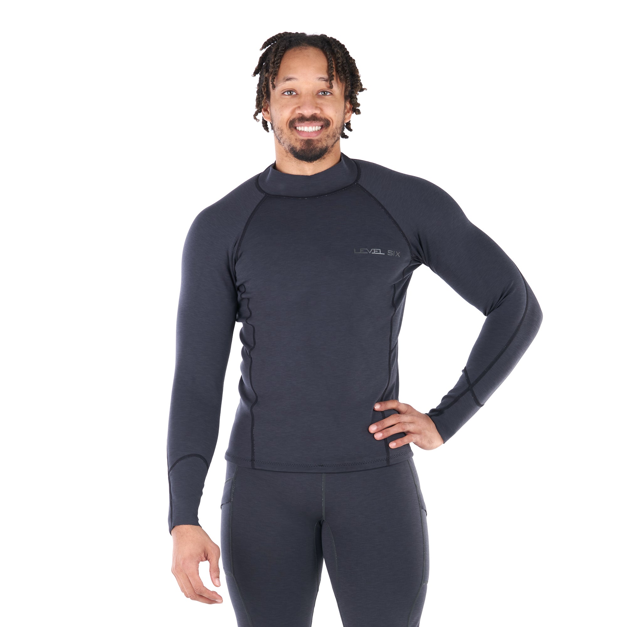 Black Heather Level 6 Six Men s Jericho Long Sleeve Neoprene Shirt M