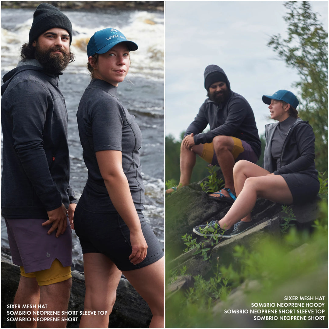 Sombrio Short Sleeve Neoprene Top — Black Heather (6)#color_black-heather