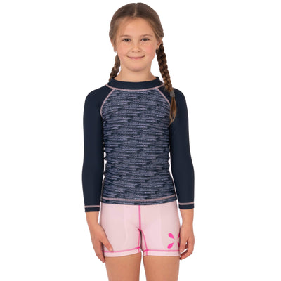 Girl's Stella Long Sleeve Sunguard (Child) Kid's Casual MIXED DASHES NAVY / 1T Level Six